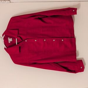 Hannah Vibrant Red Button-down Top/Jacket, 100% Polyester